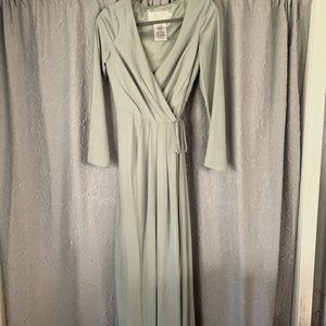 Sage Green David's Bridal Long Wrap Dress